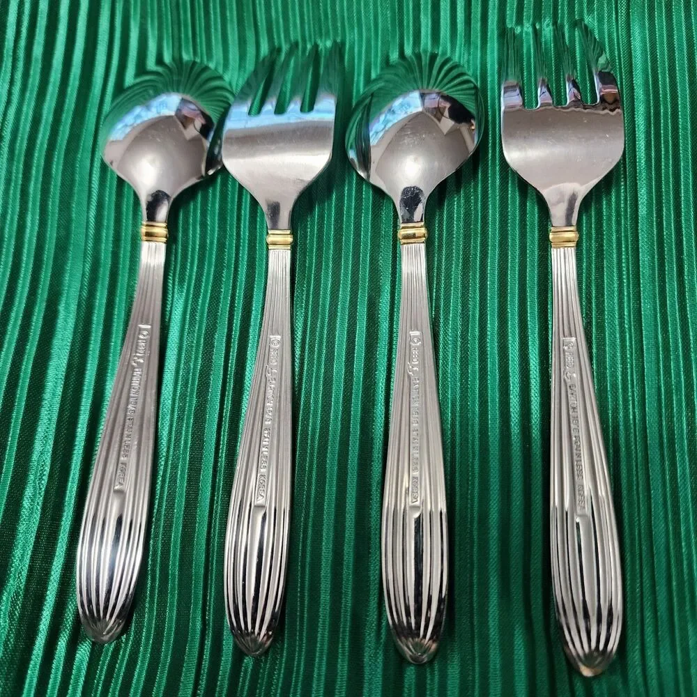 Reed & Barton GOLDEN JUBILEE 18/8 Stainless Steel 2 Teaspoons 2 Dessert Forks